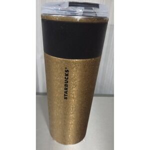 Starbucks Gold Flake Black Coffee Tumbler Metal 16oz *See Description**‎